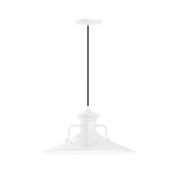 Cord hung pendants are a fun and useful addition to your décor, they will add color, and design flair to any application. Choose from 10 finishes and 10 cord patterns, accessorize with a wire grill, or glass and guard to create your own custom pendant. Great for interior use over a table, island, or workbench. The Homestead shade with its cap and handles, has farmhouse flair, at home over a kitchen table or a wide front porch. Collection: Homestead Finish: White Glass: Clear Glass with Cast Guard Notes: Option (1) A19 LED and 3-Integrated 8W, 10W, 15W Width: 18.13" Height: 80.25" Length: 18.13" Weight: 8.00 lb Wire: 6' Cool Tweed Fabric Cord Canopy: 5.375" diameter Number of Bulbs: 1 Maximum Wattage: 100.00 W Bulb Type: A19 Bulb Base: E26 Medium Light Source: Incandescent or LED equivalent Dimmable Voltage: 120.00 V Country of Origin: US Safety Listing: UL/cUL Safety Rating: Dry Dark Sky LED Manufacturer Warranty: 1-year limited warranty on the fixture.