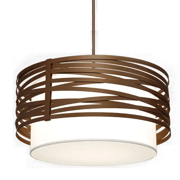 Cord hung pendants are a fun and useful addition to your décor, they will add color, and design flair to any application. Choose from 10 finishes and 10 cord patterns, accessorize with a wire grill, or glass and guard to create your own custom pendant. Great for interior use over a table, island, or workbench. The Homestead shade with its cap and handles, has farmhouse flair, at home over a kitchen table or a wide front porch. Collection: Homestead Finish: Barn Red Glass: 18 inch Homestead Width: 18.13" Height: 80.25" Length: 18.13" Weight: 8.00 lb Wire: 6' Gray Fabric Cord Canopy: 5.375" diameter Number of Bulbs: 1 Maximum Wattage: 15.00 W Bulb Type: LED Light Source: LED Light Output: 1200.00 lm Color Temperature: 2700 K CRI: 90 Dimmable Rated Average Life: 50,000 Voltage: 120.00 V Country of Origin: US Safety Listing: UL/cUL Safety Rating: Dry Dark Sky LED Manufacturer Warranty: 1-year limited warranty on the fixture.