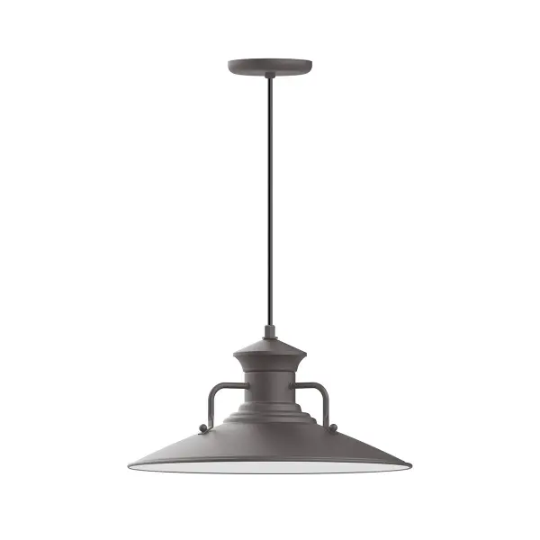 Cord hung pendants are a fun and useful addition to your décor, they will add color, and design flair to any application. Choose from 23 finishes and 12 cord patterns, accessorize with a wire grill, or glass and guard to create your own custom pendant. Great for interior use over a table, island, or workbench. The Homestead shade with its cap and handles, has farmhouse flair, at home over a kitchen table or a wide front porch.