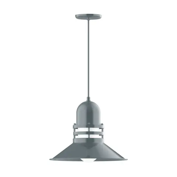 Cord hung pendants are a fun and useful addition to your décor, they will add color, and design flair to any application. Choose from 10 finishes and 10 cord patterns, accessorize with a wire grill, or glass and guard to create your own custom pendant. Great for interior use over a table, island, or workbench. The Atomic has a great retro feel and will lighten up any space. A clear glass jar to protect bulb from the elements is a standard feature. Collection: Atomic Finish: Slate Gray Glass: 16 inch Atomic Notes: Option (1) A19 LED and 3-Integrated 8W, 10W, 15W Width: 16.00" Height: 84.00" Length: 16.00" Weight: 10.00 lb Wire: 6' Black and White Houndstooth Fabric Cord Canopy: 5.375" diameter Number of Bulbs: 1 Maximum Wattage: 100.00 W Bulb Type: A19 Bulb Base: E26 Medium Light Source: Incandescent or LED equivalent Dimmable Voltage: 120.00 V Country of Origin: US Safety Listing: UL/cUL Safety Rating: Dry Dark Sky LED Manufacturer Warranty: 1-year limited warranty on the fixture.