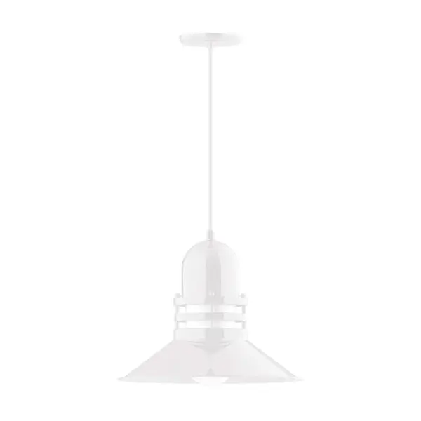 Cord hung pendants are a fun and useful addition to your décor, they will add color, and design flair to any application. Choose from 10 finishes and 10 cord patterns, accessorize with a wire grill, or glass and guard to create your own custom pendant. Great for interior use over a table, island, or workbench. The Atomic has a great retro feel and will lighten up any space. A clear glass jar to protect bulb from the elements is a standard feature. Collection: Atomic Finish: White Glass: 16 inch Atomic Notes: Option (1) A19 LED and 3-Integrated 8W, 10W, 15W Width: 16.00" Height: 84.00" Length: 16.00" Weight: 10.00 lb Wire: 6' Red and White Zigzag Fabric Cord Canopy: 5.375" diameter Number of Bulbs: 1 Maximum Wattage: 100.00 W Bulb Type: A19 Bulb Base: E26 Medium Light Source: Incandescent or LED equivalent Dimmable Voltage: 120.00 V Country of Origin: US Safety Listing: UL/cUL Safety Rating: Dry Dark Sky LED Manufacturer Warranty: 1-year limited warranty on the fixture.