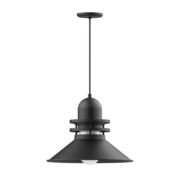 Cord hung pendants are a fun and useful addition to your décor, they will add color, and design flair to any application. Choose from 10 finishes and 10 cord patterns, accessorize with a wire grill, or glass and guard to create your own custom pendant. Great for interior use over a table, island, or workbench. The Atomic has a great retro feel and will lighten up any space. A clear glass jar to protect bulb from the elements is a standard feature. Collection: Atomic Finish: Black Glass: 18 inch Atomic Notes: Option (1) A19 LED and 4-Integrated 8W, 10W, 15W, 25W Width: 18.00" Height: 85.25" Length: 18.00" Weight: 10.00 lb Wire: 6' Polished Copper Fabric Cord Canopy: 5.375" diameter Number of Bulbs: 1 Maximum Wattage: 200.00 W Bulb Type: A19 Bulb Base: E26 Medium Light Source: Incandescent or LED equivalent Dimmable Voltage: 120.00 V Country of Origin: US Safety Listing: UL/cUL Safety Rating: Dry Dark Sky LED Manufacturer Warranty: 1-year limited warranty on the fixture.