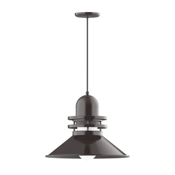 Cord hung pendants are a fun and useful addition to your décor, they will add color, and design flair to any application. Choose from 10 finishes and 10 cord patterns, accessorize with a wire grill, or glass and guard to create your own custom pendant. Great for interior use over a table, island, or workbench. The Atomic has a great retro feel and will lighten up any space. A clear glass jar to protect bulb from the elements is a standard feature. Collection: Atomic Finish: Architectural Bronze Glass: 18 inch Atomic Notes: Option (1) A19 LED and 4-Integrated 8W, 10W, 15W, 25W Width: 18.00" Height: 85.25" Length: 18.00" Weight: 10.00 lb Wire: 6' White Fabric Cord Canopy: 5.375" diameter Number of Bulbs: 1 Maximum Wattage: 200.00 W Bulb Type: A19 Bulb Base: E26 Medium Light Source: Incandescent or LED equivalent Dimmable Voltage: 120.00 V Country of Origin: US Safety Listing: UL/cUL Safety Rating: Dry Dark Sky LED Manufacturer Warranty: 1-year limited warranty on the fixture.
