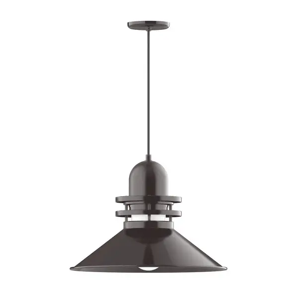 Cord hung pendants are a fun and useful addition to your décor, they will add color, and design flair to any application. Choose from 10 finishes and 10 cord patterns, accessorize with a wire grill, or glass and guard to create your own custom pendant. Great for interior use over a table, island, or workbench. The Atomic has a great retro feel and will lighten up any space. A clear glass jar to protect bulb from the elements is a standard feature. Collection: Atomic Finish: Architectural Bronze Glass: 20 inch Atomic Notes: Option (1) A19 LED and 4-Integrated 8W, 10W, 15W, 25W Width: 20.00" Height: 85.88" Length: 20.00" Weight: 10.00 lb Wire: 6' Polished Copper Fabric Cord Canopy: 5.375" diameter Number of Bulbs: 1 Maximum Wattage: 200.00 W Bulb Type: A19 Bulb Base: E26 Medium Light Source: Incandescent or LED equivalent Dimmable Voltage: 120.00 V Country of Origin: US Safety Listing: UL/cUL Safety Rating: Dry Dark Sky LED Manufacturer Warranty: 1-year limited warranty on the fixture.