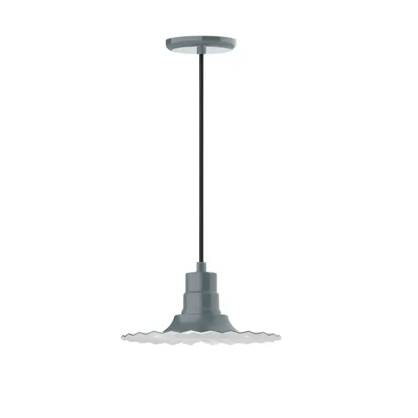 Cord hung pendants are a fun and useful addition to your décor, they will add color, and design flair to any application. Choose from 10 finishes and 10 cord patterns, accessorize with a wire grill, or glass and guard to create your own custom pendant. Great for interior use over a table, island, or workbench. The Radial Shade is fluted to allow water to flow off its surface, suitable for seaside and non-seaside locales. Collection: Radial Finish: Slate Gray Glass: 12 inch Radial Notes: Option (1) A19 LED and 3-Integrated 8W, 10W, 15W Width: 12.00" Height: 101.00" Length: 12.00" Weight: 4.00 lb Wire: 6' Black Fabric Cord Canopy: 5.375" diameter Number of Bulbs: 1 Maximum Wattage: 100.00 W Bulb Type: A19 Bulb Base: E26 Medium Light Source: Incandescent or LED equivalent Dimmable Voltage: 120.00 V Country of Origin: US Safety Listing: UL/cUL Safety Rating: Dry Dark Sky LED Manufacturer Warranty: 1-year limited warranty on the fixture.