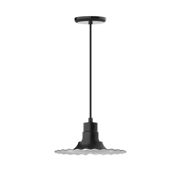Cord hung pendants are a fun and useful addition to your décor, they will add color, and design flair to any application. Choose from 10 finishes and 10 cord patterns, accessorize with a wire grill, or glass and guard to create your own custom pendant. Great for interior use over a table, island, or workbench. The Radial Shade is fluted to allow water to flow off its surface, suitable for seaside and non-seaside locales. Collection: Radial Finish: Black Glass: Clear Glass with Cast Guard Notes: Option (1) A19 LED and 3-Integrated 8W, 10W, 15W Width: 12.00" Height: 101.00" Length: 12.00" Weight: 4.00 lb Wire: 6' White and Gray Dot Fabric Cord Canopy: 5.375" diameter Number of Bulbs: 1 Maximum Wattage: 100.00 W Bulb Type: A19 Bulb Base: E26 Medium Light Source: Incandescent or LED equivalent Dimmable Voltage: 120.00 V Country of Origin: US Safety Listing: UL/cUL Safety Rating: Dry Dark Sky LED Manufacturer Warranty: 1-year limited warranty on the fixture.
