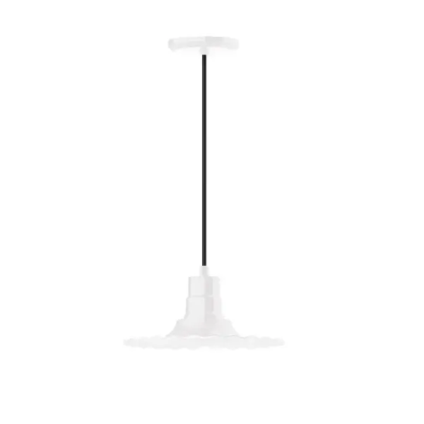 Cord hung pendants are a fun and useful addition to your décor, they will add color, and design flair to any application. Choose from 10 finishes and 10 cord patterns, accessorize with a wire grill, or glass and guard to create your own custom pendant. Great for interior use over a table, island, or workbench. The Radial Shade is fluted to allow water to flow off its surface, suitable for seaside and non-seaside locales. Collection: Radial Finish: White Glass: Clear Glass with Cast Guard Notes: Option (1) A19 LED and 3-Integrated 8W, 10W, 15W Width: 12.00" Height: 101.00" Length: 12.00" Weight: 4.00 lb Wire: 6' White SJT Cord Canopy: 5.375" diameter Number of Bulbs: 1 Maximum Wattage: 100.00 W Bulb Type: A19 Bulb Base: E26 Medium Light Source: Incandescent or LED equivalent Dimmable Voltage: 120.00 V Country of Origin: US Safety Listing: UL/cUL Safety Rating: Dry Dark Sky LED Manufacturer Warranty: 1-year limited warranty on the fixture.