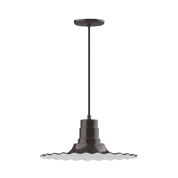 Cord hung pendants are a fun and useful addition to your décor, they will add color, and design flair to any application. Choose from 10 finishes and 10 cord patterns, accessorize with a wire grill, or glass and guard to create your own custom pendant. Great for interior use over a table, island, or workbench. The Radial Shade is fluted to allow water to flow off its surface, suitable for seaside and non-seaside locales. Collection: Radial Finish: Architectural Bronze Glass: Clear Glass with Cast Guard Notes: Option (1) A19 LED and 3-Integrated 8W, 10W, 15W Width: 16.00" Height: 102.75" Length: 16.00" Weight: 4.00 lb Wire: 6' Ivory Fabric Cord Canopy: 5.375" diameter Number of Bulbs: 1 Maximum Wattage: 100.00 W Bulb Type: A19 Bulb Base: E26 Medium Light Source: Incandescent or LED equivalent Dimmable Voltage: 120.00 V Country of Origin: US Safety Listing: UL/cUL Safety Rating: Dry Dark Sky LED Manufacturer Warranty: 1-year limited warranty on the fixture.