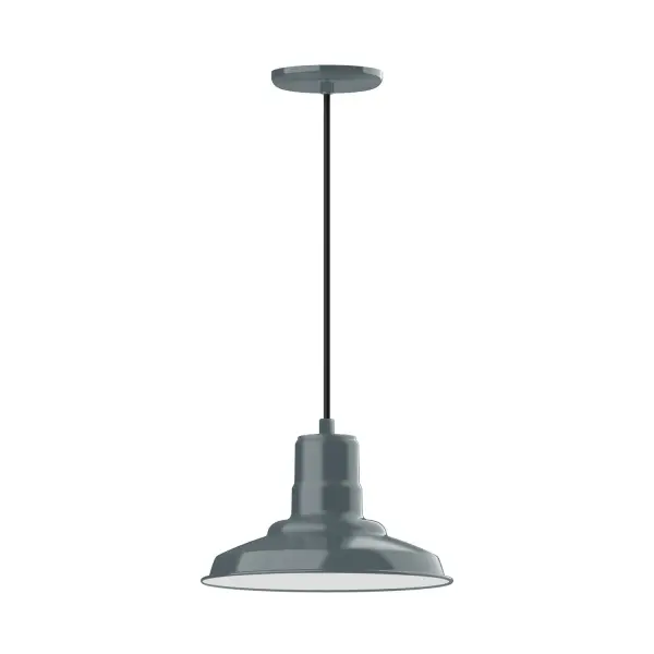 Cord hung pendants are a fun and useful addition to your décor, they will add color, and design flair to any application. Choose from 10 finishes and 10 cord patterns, accessorize with a wire grill, or glass and guard to create your own custom pendant. Great for interior use over a table, island, or workbench. The Warehouse shade is our most popular shade style, and we offer in a large variety of sizes. Collection: Warehouse Finish: Slate Gray Glass: 12 inch Warehouse Notes: Option (1) A19 LED and Integrated LED Width: 12.00" Height: 103.00" Length: 12.00" Weight: 3.00 lb Wire: 6' Black SJT Canopy: 5.375" diameter Number of Bulbs: 1 Maximum Wattage: 100.00 W Bulb Type: A19 Bulb Base: E26 Medium Light Source: Incandescent or LED equivalent Dimmable Voltage: 120.00 V Country of Origin: US Safety Listing: UL/cUL Safety Rating: Dry Dark Sky LED Manufacturer Warranty: 1-year limited warranty on the fixture.