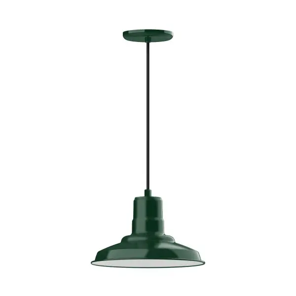 Cord hung pendants are a fun and useful addition to your décor, they will add color, and design flair to any application. Choose from 10 finishes and 10 cord patterns, accessorize with a wire grill, or glass and guard to create your own custom pendant. Great for interior use over a table, island, or workbench. The Warehouse shade is our most popular shade style, and we offer in a large variety of sizes. Collection: Warehouse Finish: Forest Green Glass: Clear Glass with Cast Guard Notes: Option (1) A19 LED and Integrated LED Width: 12.00" Height: 103.00" Length: 12.00" Weight: 3.00 lb Wire: 6' Gray Fabric Cord Canopy: 5.375" diameter Number of Bulbs: 1 Maximum Wattage: 100.00 W Bulb Type: A19 Bulb Base: E26 Medium Light Source: Incandescent or LED equivalent Dimmable Voltage: 120.00 V Country of Origin: US Safety Listing: UL/cUL Safety Rating: Dry Dark Sky LED Manufacturer Warranty: 1-year limited warranty on the fixture.