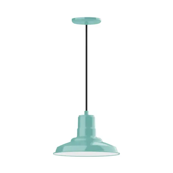 Cord hung pendants are a fun and useful addition to your décor, they will add color, and design flair to any application. Choose from 10 finishes and 10 cord patterns, accessorize with a wire grill, or glass and guard to create your own custom pendant. Great for interior use over a table, island, or workbench. The Warehouse shade is our most popular shade style, and we offer in a large variety of sizes. Collection: Warehouse Finish: Sea Green Glass: Clear Glass with Cast Guard Notes: Option (1) A19 LED and Integrated LED Width: 12.00" Height: 103.00" Length: 12.00" Weight: 3.00 lb Wire: 6' Black SJT Canopy: 5.375" diameter Number of Bulbs: 1 Maximum Wattage: 100.00 W Bulb Type: A19 Bulb Base: E26 Medium Light Source: Incandescent or LED equivalent Dimmable Voltage: 120.00 V Country of Origin: US Safety Listing: UL/cUL Safety Rating: Dry Dark Sky LED Manufacturer Warranty: 1-year limited warranty on the fixture.