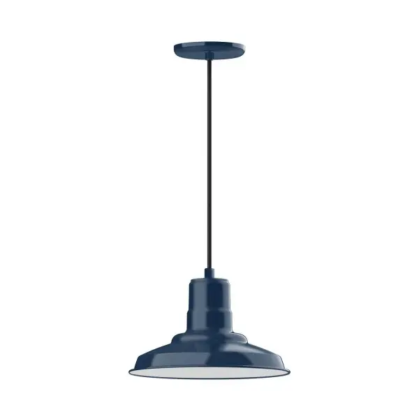 Cord hung pendants are a fun and useful addition to your décor, they will add color, and design flair to any application. Choose from 10 finishes and 10 cord patterns, accessorize with a wire grill, or glass and guard to create your own custom pendant. Great for interior use over a table, island, or workbench. The Warehouse shade is our most popular shade style, and we offer in a large variety of sizes. Collection: Warehouse Finish: Navy Glass: Clear Glass with Cast Guard Notes: Option (1) A19 LED and Integrated LED Width: 12.00" Height: 103.00" Length: 12.00" Weight: 3.00 lb Wire: 6' Black SJT Canopy: 5.375" diameter Number of Bulbs: 1 Maximum Wattage: 100.00 W Bulb Type: A19 Bulb Base: E26 Medium Light Source: Incandescent or LED equivalent Dimmable Voltage: 120.00 V Country of Origin: US Safety Listing: UL/cUL Safety Rating: Dry Dark Sky LED Manufacturer Warranty: 1-year limited warranty on the fixture.
