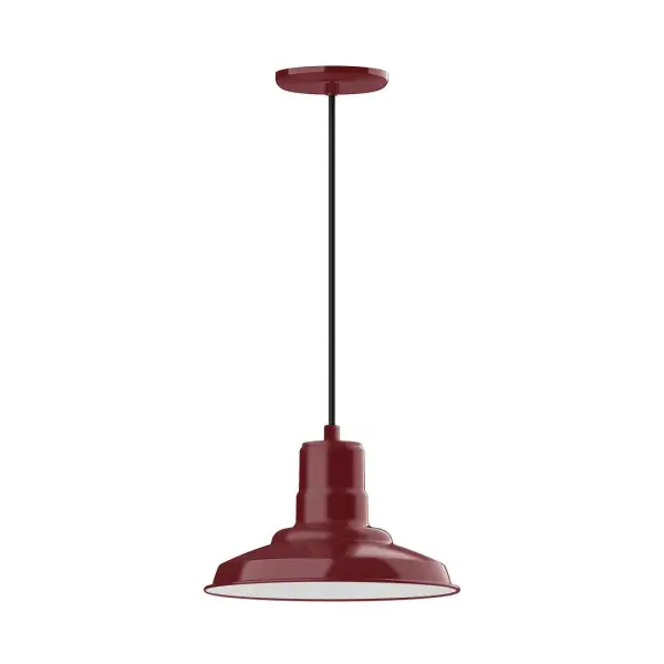 Cord hung pendants are a fun and useful addition to your décor, they will add color, and design flair to any application. Choose from 10 finishes and 10 cord patterns, accessorize with a wire grill, or glass and guard to create your own custom pendant. Great for interior use over a table, island, or workbench. The Warehouse shade is our most popular shade style, and we offer in a large variety of sizes. Collection: Warehouse Finish: Barn Red Glass: Clear Glass with Cast Guard Notes: Option (1) A19 LED and Integrated LED Width: 12.00" Height: 103.00" Length: 12.00" Weight: 3.00 lb Wire: 6' Black SJT Canopy: 5.375" diameter Number of Bulbs: 1 Maximum Wattage: 100.00 W Bulb Type: A19 Bulb Base: E26 Medium Light Source: Incandescent or LED equivalent Dimmable Voltage: 120.00 V Country of Origin: US Safety Listing: UL/cUL Safety Rating: Dry Dark Sky LED Manufacturer Warranty: 1-year limited warranty on the fixture.