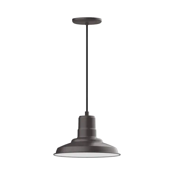 Cord hung pendants are a fun and useful addition to your décor, they will add color, and design flair to any application. Choose from 23 finishes and 12 cord patterns, accessorize with a wire grill, or glass and guard to create your own custom pendant. Great for interior use over a table, island, or workbench. The Warehouse shade is our most popular shade style, and we offer in a large variety of sizes.