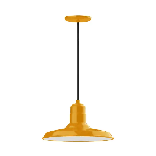 Cord hung pendants are a fun and useful addition to your décor, they will add color, and design flair to any application. Choose from 23 finishes and 12 cord patterns, accessorize with a wire grill, or glass and guard to create your own custom pendant. Great for interior use over a table, island, or workbench. The Warehouse shade is our most popular shade style, and we offer in a large variety of sizes.