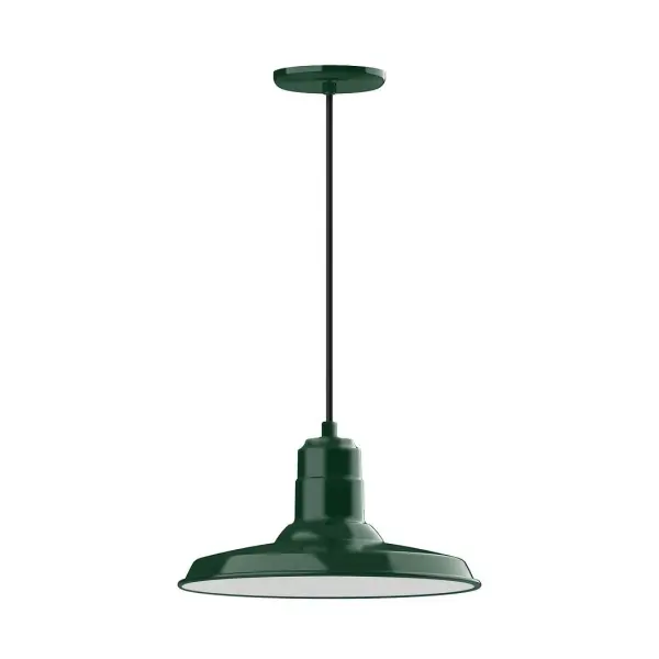 Cord hung pendants are a fun and useful addition to your décor, they will add color, and design flair to any application. Choose from 10 finishes and 10 cord patterns, accessorize with a wire grill, or glass and guard to create your own custom pendant. Great for interior use over a table, island, or workbench. The Warehouse shade is our most popular shade style, and we offer in a large variety of sizes. Collection: Warehouse Finish: Forest Green Glass: Clear Glass with Cast Guard Notes: Option (1) A19 LED and Integrated LED Width: 14.00" Height: 103.00" Length: 14.00" Weight: 3.00 lb Wire: 6' Cool Tweed Fabric Cord Canopy: 5.375" diameter Number of Bulbs: 1 Maximum Wattage: 100.00 W Bulb Type: A19 Bulb Base: E26 Medium Light Source: Incandescent or LED equivalent Dimmable Voltage: 120.00 V Country of Origin: US Safety Listing: UL/cUL Safety Rating: Dry Dark Sky LED Manufacturer Warranty: 1-year limited warranty on the fixture.