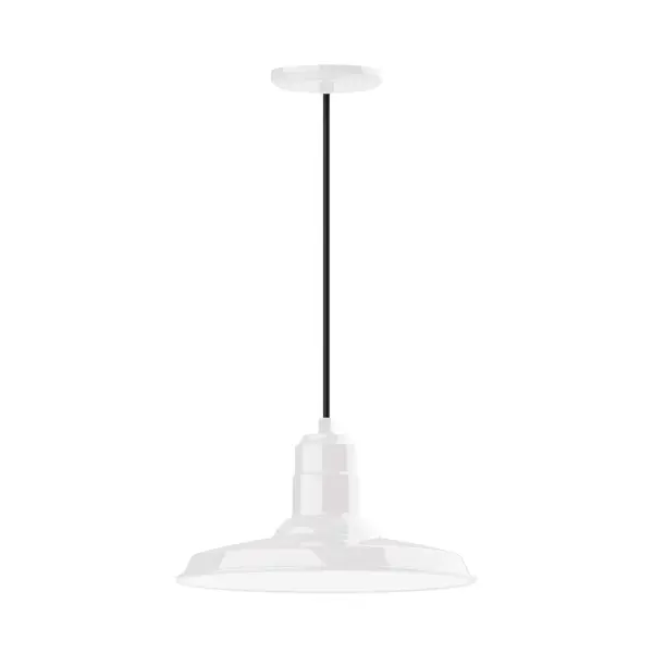Cord hung pendants are a fun and useful addition to your décor, they will add color, and design flair to any application. Choose from 10 finishes and 10 cord patterns, accessorize with a wire grill, or glass and guard to create your own custom pendant. Great for interior use over a table, island, or workbench. The Warehouse shade is our most popular shade style, and we offer in a large variety of sizes. Collection: Warehouse Finish: White Glass: Clear Glass with Cast Guard Notes: Option (1) A19 LED and Integrated LED Width: 14.00" Height: 103.00" Length: 14.00" Weight: 3.00 lb Wire: 6' White Fabric Cord Canopy: 5.375" diameter Number of Bulbs: 1 Maximum Wattage: 100.00 W Bulb Type: A19 Bulb Base: E26 Medium Light Source: Incandescent or LED equivalent Dimmable Voltage: 120.00 V Country of Origin: US Safety Listing: UL/cUL Safety Rating: Dry Dark Sky LED Manufacturer Warranty: 1-year limited warranty on the fixture.
