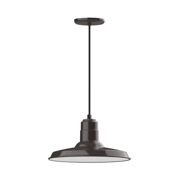 Cord hung pendants are a fun and useful addition to your décor, they will add color, and design flair to any application. Choose from 10 finishes and 10 cord patterns, accessorize with a wire grill, or glass and guard to create your own custom pendant. Great for interior use over a table, island, or workbench. The Warehouse shade is our most popular shade style, and we offer in a large variety of sizes. Collection: Warehouse Finish: Architectural Bronze Glass: 14 inch Warehouse Width: 14.00" Height: 103.00" Length: 14.00" Weight: 3.00 lb Wire: 6' Black and White Houndstooth Fabric Cord Canopy: 5.375" diameter Number of Bulbs: 1 Maximum Wattage: 15.00 W Light Source: LED Light Output: 1200.00 lm Color Temperature: 2700 K CRI: 90 Dimmable Rated Average Life: 50,000 Voltage: 120.00 V Country of Origin: US Safety Listing: UL/cUL Safety Rating: Dry Dark Sky LED Manufacturer Warranty: 1-year limited warranty on the fixture.
