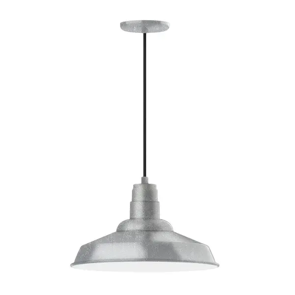 Cord hung pendants are a fun and useful addition to your décor, they will add color, and design flair to any application. Choose from 10 finishes and 10 cord patterns, accessorize with a wire grill, or glass and guard to create your own custom pendant. Great for interior use over a table, island, or workbench. The Warehouse shade is our most popular shade style, and we offer in a large variety of sizes. Collection: Warehouse Finish: Painted Galvanized Glass: Clear Glass with Cast Guard Notes: Option (1) A19 LED and Integrated LED Width: 16.00" Height: 104.75" Length: 16.00" Weight: 3.00 lb Wire: 6' Polished Copper Fabric Cord Canopy: 5.375" diameter Number of Bulbs: 1 Maximum Wattage: 100.00 W Bulb Type: A19 Bulb Base: E26 Medium Light Source: Incandescent or LED equivalent Dimmable Voltage: 120.00 V Country of Origin: US Safety Listing: UL/cUL Safety Rating: Dry Dark Sky LED Manufacturer Warranty: 1-year limited warranty on the fixture.