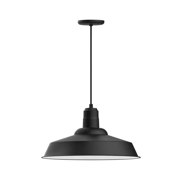 Cord hung pendants are a fun and useful addition to your décor, they will add color, and design flair to any application. Choose from 10 finishes and 10 cord patterns, accessorize with a wire grill, or glass and guard to create your own custom pendant. Great for interior use over a table, island, or workbench. The Warehouse shade is our most popular shade style, and we offer in a large variety of sizes. Collection: Warehouse Finish: Black Glass: Clear Glass with Cast Guard Notes: Option (1) A19 LED and Integrated LED Width: 20.00" Height: 82.00" Length: 20.00" Weight: 12.00 lb Wire: 6' Black and White Houndstooth Fabric Cord Canopy: 5.375" diameter Number of Bulbs: 1 Maximum Wattage: 100.00 W Bulb Type: A19 Bulb Base: E26 Medium Light Source: Incandescent or LED equivalent Dimmable Voltage: 120.00 V Country of Origin: US Safety Listing: UL/cUL Safety Rating: Dry Dark Sky LED Manufacturer Warranty: 1-year limited warranty on the fixture.