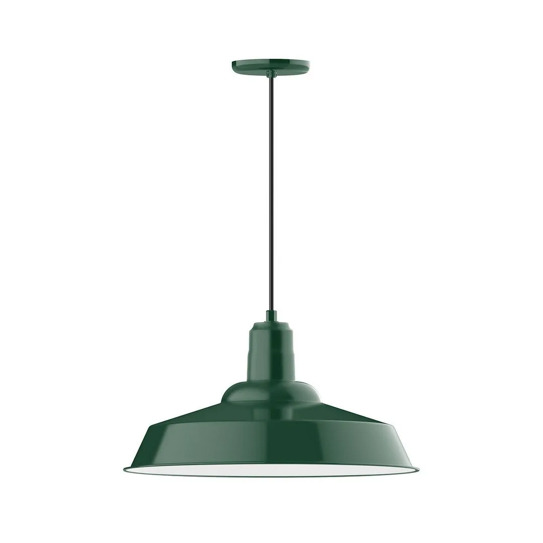 Warehouse One Light Pendant in Forest Green