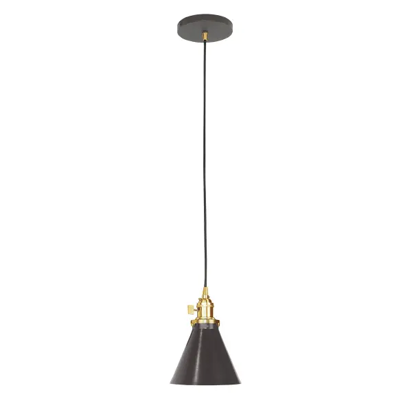 The Uno Pendant is a nod to our industrial roots. Designed around a single Uno socket and shade holder, with multiple shades in various materials, the options for this series are endless. These sconces are for interior use, great fixtures in a living area, bedroom or kitchen. Collection: Uno Finish: Architectural Bronze w/Brushed Brass Glass: 6 inch Uno Notes: Option (1) A19 LED or A19 LED Filament Width: 6.00" Height: 79.50" Length: 6.00" Weight: 6.00 lb Wire: 6' Black SJT Canopy: 5" diameter Number of Bulbs: 1 Maximum Wattage: 100.00 W Bulb Type: A19 Bulb Base: E26 Medium Light Source: Incandescent or LED equivalent Dimmable Voltage: 120.00 V Country of Origin: US Safety Listing: UL/cUL Safety Rating: Dry Dark Sky LED Manufacturer Warranty: 1-year limited warranty on the fixture.