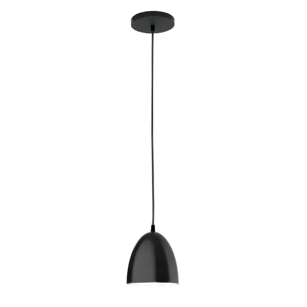 Cord hung pendants are a fun and useful addition to your décor, they will add color, and design flair to any application. Choose from 10 finishes and 10 cord patterns, accessorize with a wire grill, or glass and guard to create your own custom pendant. Great for interior use over a table, island, or workbench. Our 12-inch glass Jill shade is made in the USA and will add a vintage feel to your space. Collection: Jill Finish: Black Glass: 6 inch Jill Width: 6.00" Height: 78.00" Length: 6.00" Weight: 6.00 lb Wire: 6' Black Fabric Cord Canopy: 5" diameter Number of Bulbs: 1 Maximum Wattage: 8.00 W Light Source: LED Light Output: 800.00 lm Color Temperature: 3000 K CRI: 90 Dimmable Rated Average Life: 50,000 Voltage: 120.00 V Country of Origin: US Safety Listing: UL/cUL Safety Rating: Dry LED Manufacturer Warranty: 1-year limited warranty on the fixture.