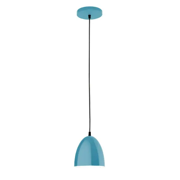 Cord hung pendants are a fun and useful addition to your décor, they will add color, and design flair to any application. Choose from 10 finishes and 10 cord patterns, accessorize with a wire grill, or glass and guard to create your own custom pendant. Great for interior use over a table, island, or workbench. Our 12-inch glass Jill shade is made in the USA and will add a vintage feel to your space. Collection: Jill Finish: Light Blue Glass: 6 inch Jill Width: 6.00" Height: 78.00" Length: 6.00" Weight: 6.00 lb Wire: 6' Navy Mini Tweed Fabric Cord Canopy: 5" diameter Number of Bulbs: 1 Maximum Wattage: 8.00 W Light Source: LED Light Output: 800.00 lm Color Temperature: 3000 K CRI: 90 Dimmable Rated Average Life: 50,000 Voltage: 120.00 V Country of Origin: US Safety Listing: UL/cUL Safety Rating: Dry LED Manufacturer Warranty: 1-year limited warranty on the fixture.