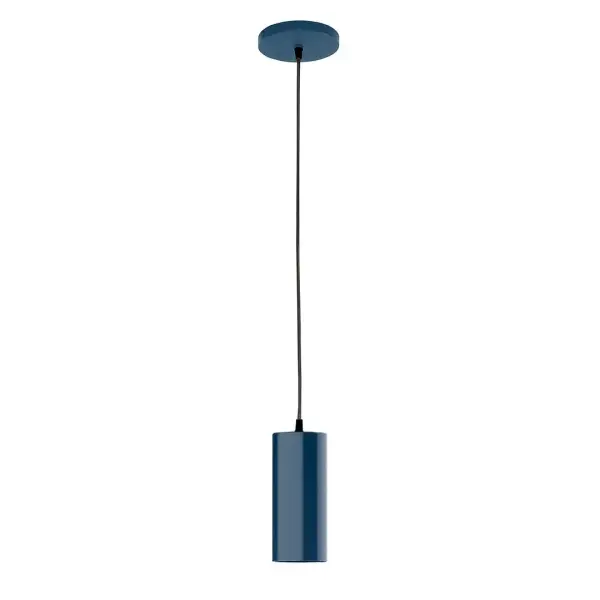 Cord hung pendants are a fun and useful addition to your décor, they will add color, and design flair to any application. Choose from 10 finishes and 10 cord patterns, accessorize with a wire grill, or glass and guard to create your own custom pendant. Great for interior use over a table, island, or workbench. Our 12-inch glass Jordan shade is made in the USA and will add a vintage feel to your space. Collection: Jordan Finish: Navy Glass: 3.5 inch Jordan Width: 3.50" Height: 80.00" Length: 3.50" Weight: 6.00 lb Wire: 6' White and Gray Dot Fabric Cord Canopy: 5" diameter Number of Bulbs: 1 Maximum Wattage: 8.00 W Light Source: LED Light Output: 800.00 lm Color Temperature: 3000 K CRI: 90 Dimmable Rated Average Life: 50,000 Voltage: 120.00 V Country of Origin: US Safety Listing: UL/cUL Safety Rating: Dry LED Manufacturer Warranty: 1-year limited warranty on the fixture.
