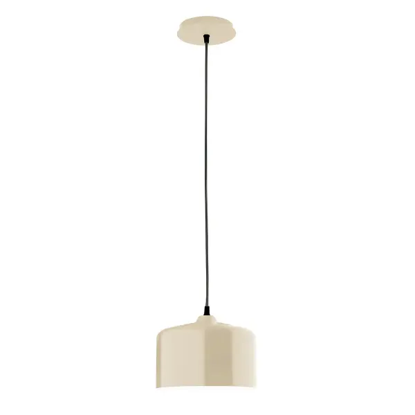 Cord hung pendants are a fun and useful addition to your décor, they will add color, and design flair to any application. Choose from 10 finishes and 10 cord patterns, accessorize with a wire grill, or glass and guard to create your own custom pendant. Great for interior use over a table, island, or workbench. Our 12-inch glass Julia shade is made in the USA and will add a vintage feel to your space. Collection: Julia Finish: Cream Glass: 8.5 inch Julia Notes: Option (1) A19 LED and 1-Integrated 8W Width: 8.50" Height: 78.00" Length: 8.50" Weight: 6.00 lb Wire: 6' Black SJT Canopy: 5" diameter Number of Bulbs: 1 Maximum Wattage: 100.00 W Bulb Type: A19 Bulb Base: E26 Medium Light Source: Incandescent or LED equivalent Dimmable Voltage: 120.00 V Country of Origin: US Safety Listing: UL/cUL Safety Rating: Dry LED Manufacturer Warranty: 1-year limited warranty on the fixture.