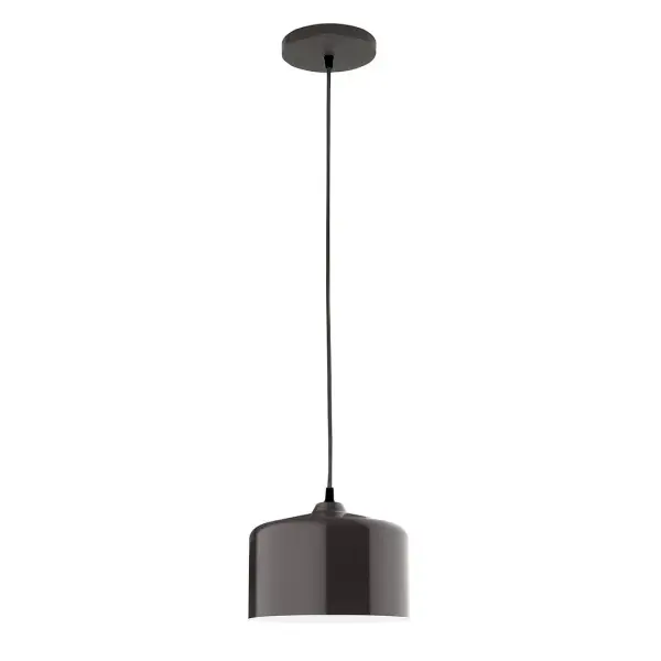 Cord hung pendants are a fun and useful addition to your décor, they will add color, and design flair to any application. Choose from 10 finishes and 10 cord patterns, accessorize with a wire grill, or glass and guard to create your own custom pendant. Great for interior use over a table, island, or workbench. Our 12-inch glass Julia shade is made in the USA and will add a vintage feel to your space. Collection: Julia Finish: Architectural Bronze Glass: 8.5 inch Julia Width: 8.50" Height: 78.00" Length: 8.50" Weight: 6.00 lb Wire: 6' Ivory Fabric Cord Canopy: 5" diameter Number of Bulbs: 1 Maximum Wattage: 8.00 W Light Source: LED Light Output: 800.00 lm Color Temperature: 3000 K CRI: 90 Dimmable Rated Average Life: 50,000 Voltage: 120.00 V Country of Origin: US Safety Listing: UL/cUL Safety Rating: Dry LED Manufacturer Warranty: 1-year limited warranty on the fixture.
