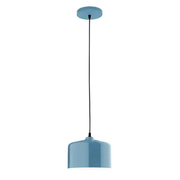 Cord hung pendants are a fun and useful addition to your décor, they will add color, and design flair to any application. Choose from 23 finishes and 12 cord patterns, accessorize with a wire grill, or glass and guard to create your own custom pendant. Great for interior use over a table, island, or workbench. Our 12-inch glass Julia shade is made in the USA and will add a vintage feel to your space.