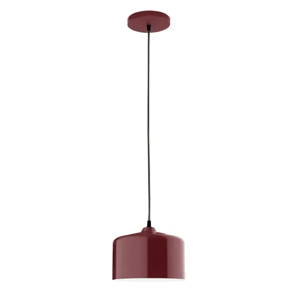 Cord hung pendants are a fun and useful addition to your décor, they will add color, and design flair to any application. Choose from 10 finishes and 10 cord patterns, accessorize with a wire grill, or glass and guard to create your own custom pendant. Great for interior use over a table, island, or workbench. Our 12-inch glass Julia shade is made in the USA and will add a vintage feel to your space. Collection: Julia Finish: Barn Red Glass: 8.5 inch Julia Width: 8.50" Height: 78.00" Length: 8.50" Weight: 6.00 lb Wire: 6' Ivory Fabric Cord Canopy: 5" diameter Number of Bulbs: 1 Maximum Wattage: 8.00 W Light Source: LED Light Output: 800.00 lm Color Temperature: 3000 K CRI: 90 Dimmable Rated Average Life: 50,000 Voltage: 120.00 V Country of Origin: US Safety Listing: UL/cUL Safety Rating: Dry LED Manufacturer Warranty: 1-year limited warranty on the fixture.