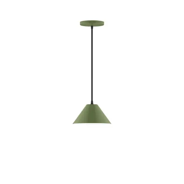 Pinnacle, a contemporary series of basic spun geometric shapes, is simply configured for interior use. Colorful and clean-lined, these axially symmetric shapes will add pizzazz to your space. Collection: Pinnacle Finish: Fern Green Glass: 8 inch Pinnacle Width: 8.00" Height: 76.00" Length: 8.00" Weight: 4.00 lb Wire: 6' White Fabric Cord Canopy: 5" diameter Number of Bulbs: 1 Maximum Wattage: 8.00 W Light Source: LED Light Output: 800.00 lm Color Temperature: 3000 K CRI: 90 Dimmable Rated Average Life: 50,000 Voltage: 120.00 V Country of Origin: US Safety Listing: UL/cUL Safety Rating: Dry LED Manufacturer Warranty: 1-year limited warranty on the fixture.