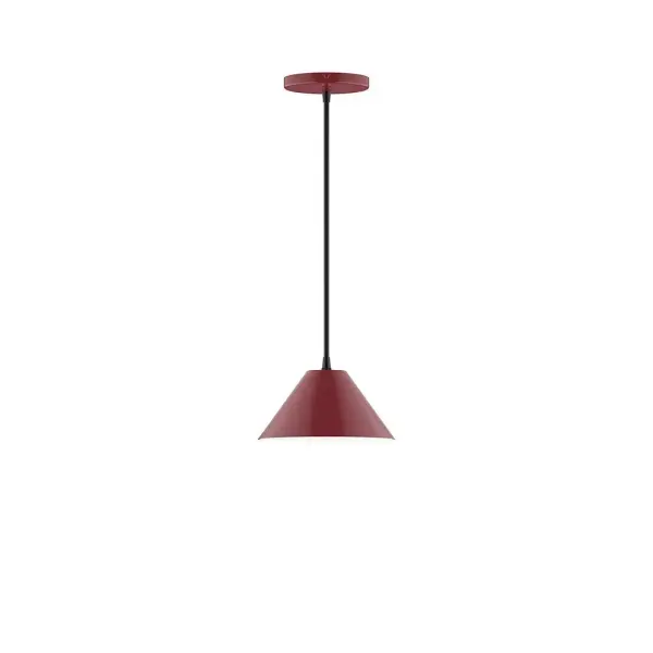 Pinnacle, a contemporary series of basic spun geometric shapes, is simply configured for interior use. Colorful and clean-lined, these axially symmetric shapes will add pizzazz to your space. Collection: Pinnacle Finish: Barn Red Glass: 8 inch Pinnacle Width: 8.00" Height: 76.00" Length: 8.00" Weight: 4.00 lb Wire: 6' Black SJT Canopy: 5" diameter Number of Bulbs: 1 Maximum Wattage: 8.00 W Light Source: LED Light Output: 800.00 lm Color Temperature: 3000 K CRI: 90 Dimmable Rated Average Life: 50,000 Voltage: 120.00 V Country of Origin: US Safety Listing: UL/cUL Safety Rating: Dry LED Manufacturer Warranty: 1-year limited warranty on the fixture.
