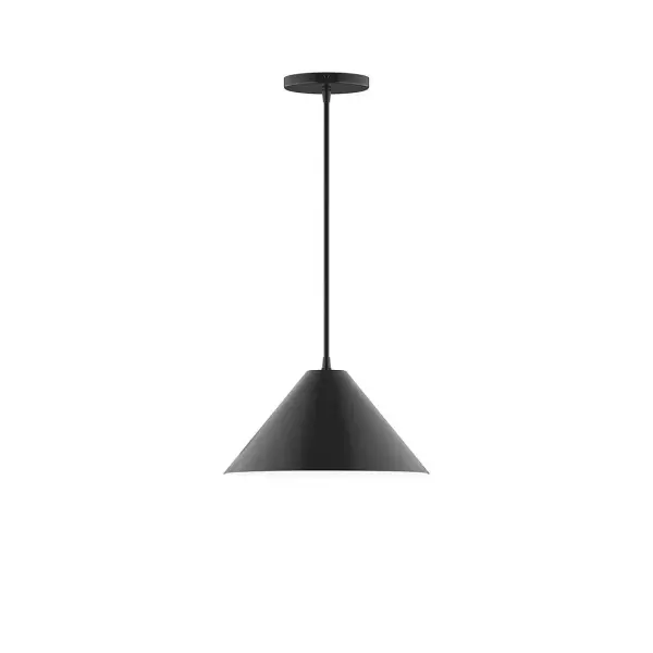 Pinnacle, a contemporary series of basic spun geometric shapes, is simply configured for interior use. Colorful and clean-lined, these axially symmetric shapes will add pizzazz to your space. Collection: Pinnacle Finish: Black Glass: 6 inch White Opal Glass Globe Notes: Option (1) A19 LED Width: 12.00" Height: 78.00" Length: 12.00" Weight: 6.00 lb Wire: 6' Red and White Zigzag Fabric Cord Canopy: 5" diameter Number of Bulbs: 1 Maximum Wattage: 100.00 W Bulb Type: A19 Bulb Base: E26 Medium Light Source: Incandescent or LED equivalent Dimmable Voltage: 120.00 V Material: Aluminum Country of Origin: US Safety Listing: UL/cUL Safety Rating: Dry LED Manufacturer Warranty: 1-year limited warranty on the fixture.
