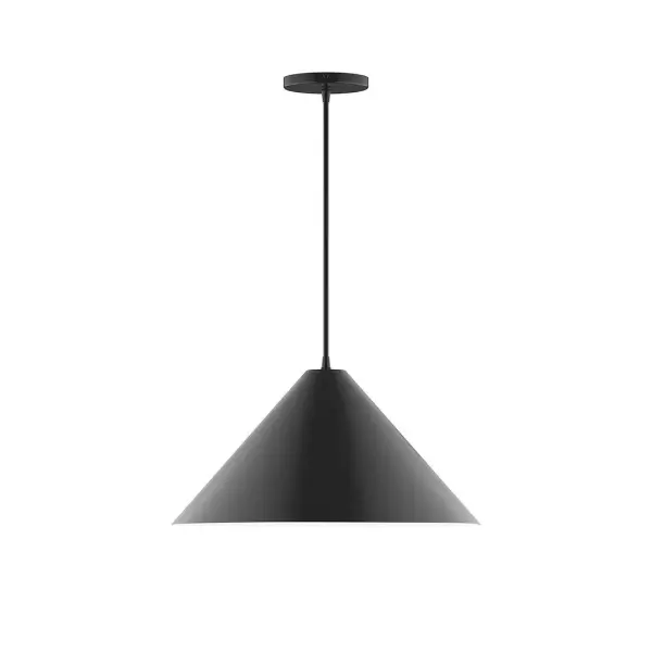Pinnacle, a contemporary series of basic spun geometric shapes, is simply configured for interior use. Colorful and clean-lined, these axially symmetric shapes will add pizzazz to your space. Collection: Pinnacle Finish: Black Glass: 18 inch Pinnacle Width: 18.00" Height: 81.00" Length: 18.00" Weight: 8.00 lb Wire: 6' Navy Mini Tweed Fabric Cord Canopy: 5" diameter Number of Bulbs: 1 Maximum Wattage: 15.00 W Light Source: LED Light Output: 1200.00 lm Color Temperature: 2700 K CRI: 90 Dimmable Rated Average Life: 50,000 Voltage: 120.00 V Country of Origin: US Safety Listing: UL/cUL Safety Rating: Dry LED Manufacturer Warranty: 1-year limited warranty on the fixture.