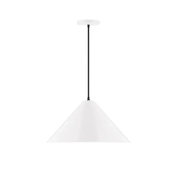 Pinnacle, a contemporary series of basic spun geometric shapes, is simply configured for interior use. Colorful and clean-lined, these axially symmetric shapes will add pizzazz to your space. Collection: Pinnacle Finish: White Glass: 18 inch Pinnacle Width: 18.00" Height: 81.00" Length: 18.00" Weight: 8.00 lb Wire: 6' Black and White Houndstooth Fabric Cord Canopy: 5" diameter Number of Bulbs: 1 Maximum Wattage: 15.00 W Light Source: LED Light Output: 1200.00 lm Color Temperature: 2700 K CRI: 90 Dimmable Rated Average Life: 50,000 Voltage: 120.00 V Country of Origin: US Safety Listing: UL/cUL Safety Rating: Dry LED Manufacturer Warranty: 1-year limited warranty on the fixture.