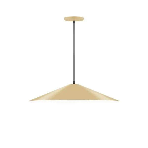 Vessel, a contemporary series of basic spun geometric shapes, is simply configured for interior use. Colorful and clean-lined, these axially symmetric shapes will add pizzazz to your space. Collection: Vessel Finish: Ivory Glass: 24 inch Vessel Width: 24.00" Height: 76.50" Length: 24.00" Weight: 8.00 lb Wire: 6' Gray Fabric Cord Canopy: 5" diameter Number of Bulbs: 2 Maximum Wattage: 8.00 W Light Source: LED Light Output: 800.00 lm Color Temperature: 3000 K CRI: 90 Dimmable Rated Average Life: 50,000 Voltage: 120.00 V Country of Origin: US Safety Listing: UL/cUL Safety Rating: Dry LED Manufacturer Warranty: 1-year limited warranty on the fixture.