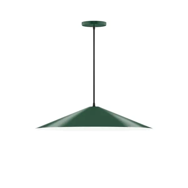 Vessel, a contemporary series of basic spun geometric shapes, is simply configured for interior use. Colorful and clean-lined, these axially symmetric shapes will add pizzazz to your space. Collection: Vessel Finish: Forest Green Glass: 24 inch Vessel Width: 24.00" Height: 76.50" Length: 24.00" Weight: 8.00 lb Wire: 6' Cool Tweed Fabric Cord Canopy: 5" diameter Number of Bulbs: 2 Maximum Wattage: 8.00 W Light Source: LED Light Output: 800.00 lm Color Temperature: 3000 K CRI: 90 Dimmable Rated Average Life: 50,000 Voltage: 120.00 V Country of Origin: US Safety Listing: UL/cUL Safety Rating: Dry LED Manufacturer Warranty: 1-year limited warranty on the fixture.