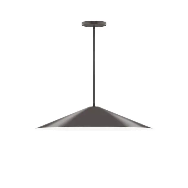 Vessel, a contemporary series of basic spun geometric shapes, is simply configured for interior use. Colorful and clean-lined, these axially symmetric shapes will add pizzazz to your space. Collection: Vessel Finish: Architectural Bronze Glass: 24 inch Vessel Width: 24.00" Height: 76.50" Length: 24.00" Weight: 8.00 lb Wire: 6' White SJT Cord Canopy: 5" diameter Number of Bulbs: 2 Maximum Wattage: 8.00 W Light Source: LED Light Output: 800.00 lm Color Temperature: 3000 K CRI: 90 Dimmable Rated Average Life: 50,000 Voltage: 120.00 V Country of Origin: US Safety Listing: UL/cUL Safety Rating: Dry LED Manufacturer Warranty: 1-year limited warranty on the fixture.