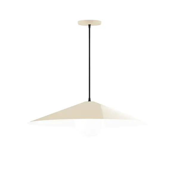 Vessel, a contemporary series of basic spun geometric shapes, is simply configured for interior use. Colorful and clean-lined, these axially symmetric shapes will add pizzazz to your space. Collection: Vessel Finish: Cream Glass: 6 inch White Opal Glass Globe Notes: Option (1) A19 LED Width: 24.00" Height: 76.50" Length: 24.00" Weight: 8.00 lb Wire: 6' Navy Mini Tweed Fabric Cord Canopy: 5" diameter Number of Bulbs: 1 Maximum Wattage: 100.00 W Bulb Type: A19 Bulb Base: E26 Medium Light Source: Incandescent or LED equivalent Dimmable Voltage: 120.00 V Material: Aluminum Country of Origin: US Safety Listing: UL/cUL Safety Rating: Dry LED Manufacturer Warranty: 1-year limited warranty on the fixture.