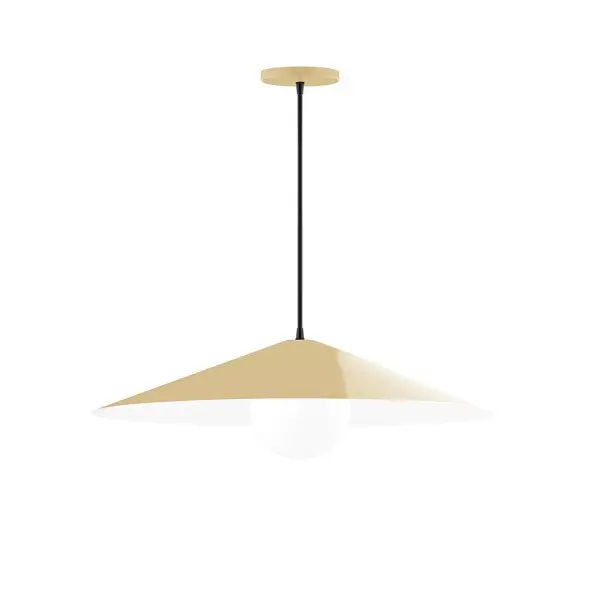 Vessel, a contemporary series of basic spun geometric shapes, is simply configured for interior use. Colorful and clean-lined, these axially symmetric shapes will add pizzazz to your space. Collection: Vessel Finish: Ivory Glass: 6 inch White Opal Glass Globe Notes: Option (1) A19 LED Width: 24.00" Height: 76.50" Length: 24.00" Weight: 8.00 lb Wire: 6' Red and White Zigzag Fabric Cord Canopy: 5" diameter Number of Bulbs: 1 Maximum Wattage: 100.00 W Bulb Type: A19 Bulb Base: E26 Medium Light Source: Incandescent or LED equivalent Dimmable Voltage: 120.00 V Material: Aluminum Country of Origin: US Safety Listing: UL/cUL Safety Rating: Dry LED Manufacturer Warranty: 1-year limited warranty on the fixture.
