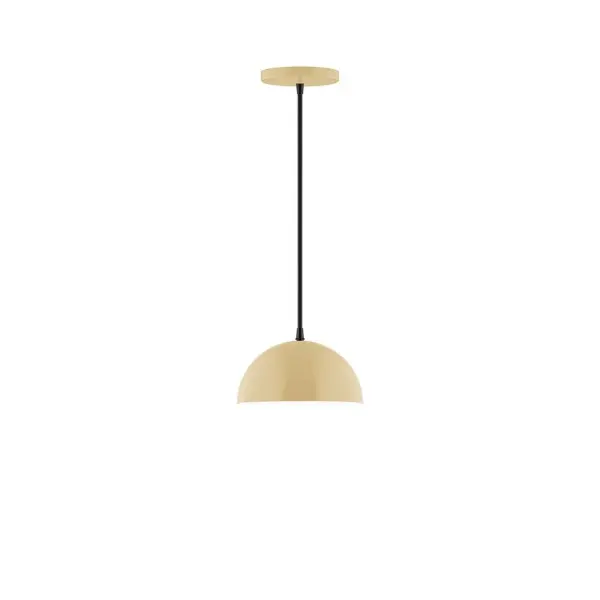 Arcade, a contemporary series of basic spun geometric shapes, is simply configured for interior use. Colorful and clean-lined, these axially symmetric shapes will add pizzazz to your space. Collection: Arcade Finish: Ivory Glass: 8 inch Arcade Width: 8.00" Height: 76.00" Length: 8.00" Weight: 4.00 lb Wire: 6' Black and White Houndstooth Fabric Cord Canopy: 5" diameter Number of Bulbs: 1 Maximum Wattage: 8.00 W Light Source: LED Light Output: 800.00 lm Color Temperature: 3000 K CRI: 90 Dimmable Rated Average Life: 50,000 Voltage: 120.00 V Country of Origin: US Safety Listing: UL/cUL Safety Rating: Dry LED Manufacturer Warranty: 1-year limited warranty on the fixture.