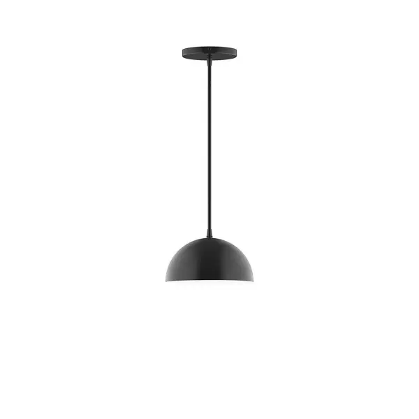 Arcade, a contemporary series of basic spun geometric shapes, is simply configured for interior use. Colorful and clean-lined, these axially symmetric shapes will add pizzazz to your space. Collection: Arcade Finish: Black Glass: 8 inch Arcade Width: 8.00" Height: 76.00" Length: 8.00" Weight: 4.00 lb Wire: 6' Black SJT Canopy: 5" diameter Number of Bulbs: 1 Maximum Wattage: 8.00 W Light Source: LED Light Output: 800.00 lm Color Temperature: 3000 K CRI: 90 Dimmable Rated Average Life: 50,000 Voltage: 120.00 V Country of Origin: US Safety Listing: UL/cUL Safety Rating: Dry LED Manufacturer Warranty: 1-year limited warranty on the fixture.