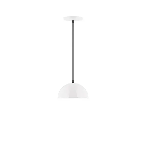 Arcade, a contemporary series of basic spun geometric shapes, is simply configured for interior use. Colorful and clean-lined, these axially symmetric shapes will add pizzazz to your space. Collection: Arcade Finish: White Glass: 8 inch Arcade Width: 8.00" Height: 76.00" Length: 8.00" Weight: 4.00 lb Wire: 6' Black Fabric Cord Canopy: 5" diameter Number of Bulbs: 1 Maximum Wattage: 8.00 W Light Source: LED Light Output: 800.00 lm Color Temperature: 3000 K CRI: 90 Dimmable Rated Average Life: 50,000 Voltage: 120.00 V Country of Origin: US Safety Listing: UL/cUL Safety Rating: Dry LED Manufacturer Warranty: 1-year limited warranty on the fixture.