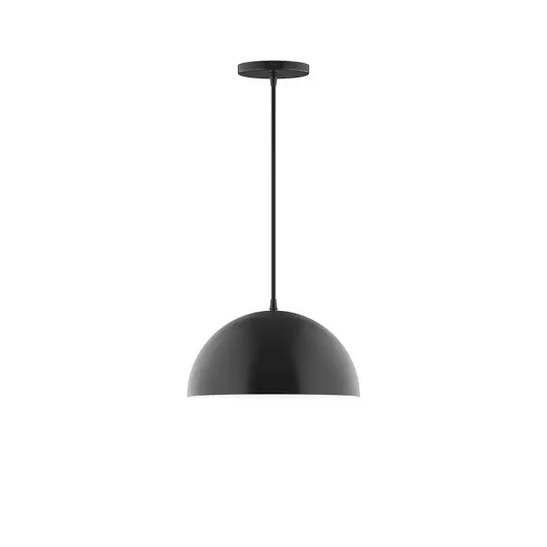 Arcade, a contemporary series of basic spun geometric shapes, is simply configured for interior use. Colorful and clean-lined, these axially symmetric shapes will add pizzazz to your space. Collection: Arcade Finish: Black Glass: 12 inch Arcade Width: 12.00" Height: 78.00" Length: 12.00" Weight: 6.00 lb Wire: 6' Red and White Zigzag Fabric Cord Canopy: 5" diameter Number of Bulbs: 1 Maximum Wattage: 10.00 W Bulb Type: LED Light Source: LED Light Output: 800.00 lm Color Temperature: 2700 K CRI: 90 Dimmable Rated Average Life: 50,000 Voltage: 120.00 V Country of Origin: US Safety Listing: UL/cUL Safety Rating: Dry LED Manufacturer Warranty: 1-year limited warranty on the fixture.