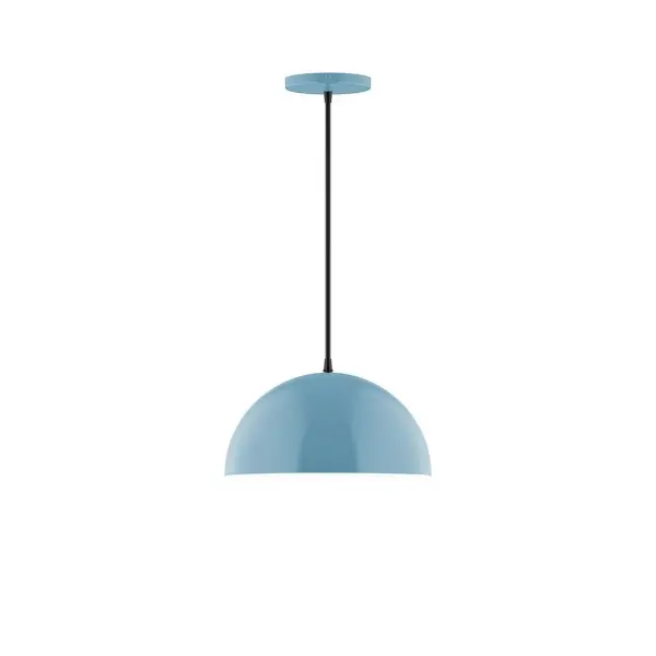 Arcade, a contemporary series of basic spun geometric shapes, is simply configured for interior use. Colorful and clean-lined, these axially symmetric shapes will add pizzazz to your space. Collection: Arcade Finish: Light Blue Glass: 12 inch Arcade Width: 12.00" Height: 78.00" Length: 12.00" Weight: 6.00 lb Wire: 6' Black Fabric Cord Canopy: 5" diameter Number of Bulbs: 1 Maximum Wattage: 10.00 W Light Source: LED Light Output: 800.00 lm Color Temperature: 2700 K CRI: 90 Dimmable Rated Average Life: 50,000 Voltage: 120.00 V Country of Origin: US Safety Listing: UL/cUL Safety Rating: Dry LED Manufacturer Warranty: 1-year limited warranty on the fixture.