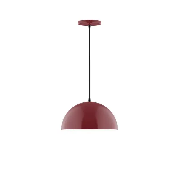 Arcade, a contemporary series of basic spun geometric shapes, is simply configured for interior use. Colorful and clean-lined, these axially symmetric shapes will add pizzazz to your space. Collection: Arcade Finish: Barn Red Glass: 12 inch Arcade Width: 12.00" Height: 78.00" Length: 12.00" Weight: 6.00 lb Wire: 6' White Fabric Cord Canopy: 5" diameter Number of Bulbs: 1 Maximum Wattage: 10.00 W Light Source: LED Light Output: 800.00 lm Color Temperature: 2700 K CRI: 90 Dimmable Rated Average Life: 50,000 Voltage: 120.00 V Country of Origin: US Safety Listing: UL/cUL Safety Rating: Dry LED Manufacturer Warranty: 1-year limited warranty on the fixture.
