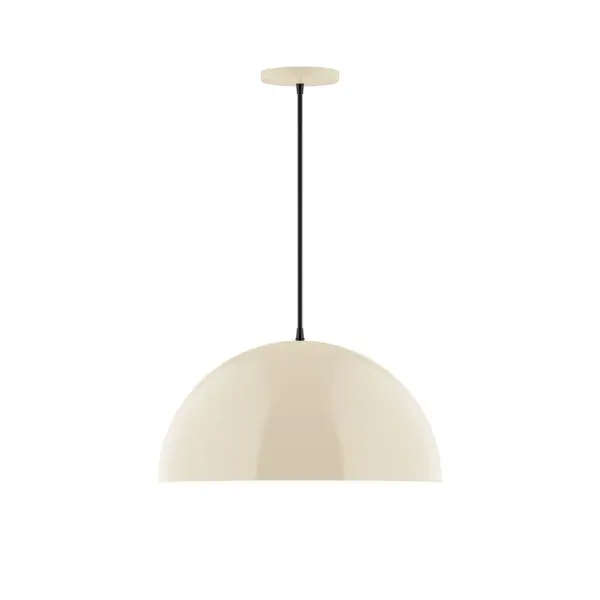 Arcade, a contemporary series of basic spun geometric shapes, is simply configured for interior use. Colorful and clean-lined, these axially symmetric shapes will add pizzazz to your space. Collection: Arcade Finish: Cream Glass: 18 inch Arcade Notes: Option (1) A19 LED and 3-Integrated 8W, 10W, 15W Width: 18.00" Height: 81.00" Length: 18.00" Weight: 8.00 lb Wire: 6' Black SJT Canopy: 5" diameter Number of Bulbs: 1 Maximum Wattage: 100.00 W Bulb Type: A19 Bulb Base: E26 Medium Light Source: Incandescent or LED equivalent Dimmable Voltage: 120.00 V Material: Aluminum Country of Origin: US Safety Listing: UL/cUL Safety Rating: Dry LED Manufacturer Warranty: 1-year limited warranty on the fixture.